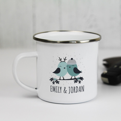 Christmas Love Birds Enamel Mug