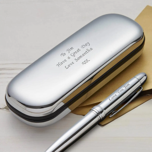Personalised Chrome Pen Case & Pen