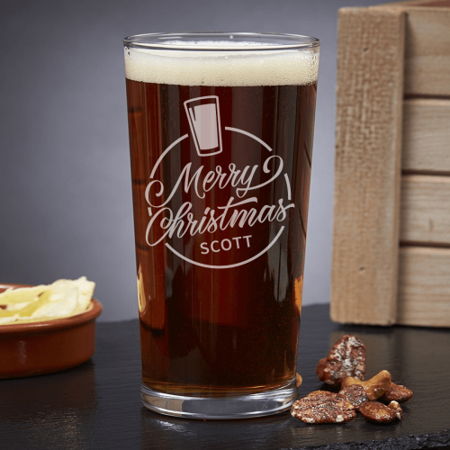 Circle Merry Christmas Pint Glass