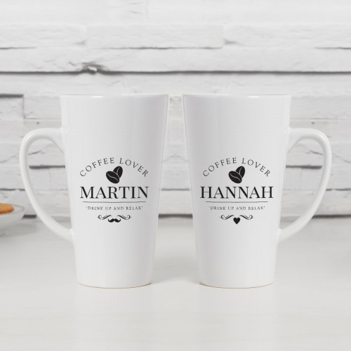 personalised Coffee Lovers Double Latte Mugs