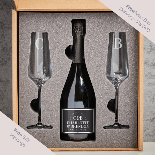 Congratulations Boutique Gifts Prosecco Double Glass With Bottle Gift Set