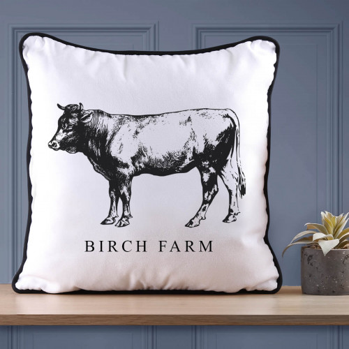 Personalised Cow Farm Piped Cushion