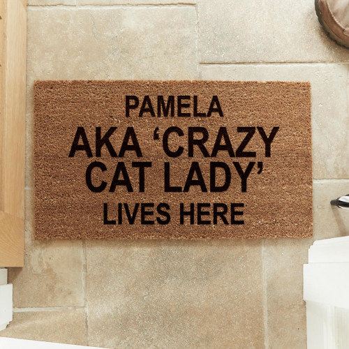 personalised Crazy Cat Lady Coir Doormat