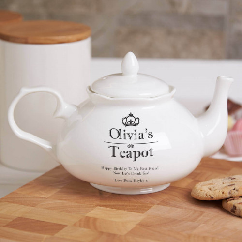 personalised 'Crown' Fine Bone China Traditional Teapot