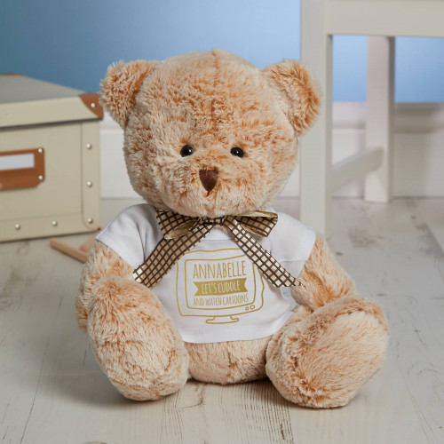 Personalised 'Cuddle & Watch' Fluffy Fudge Bear