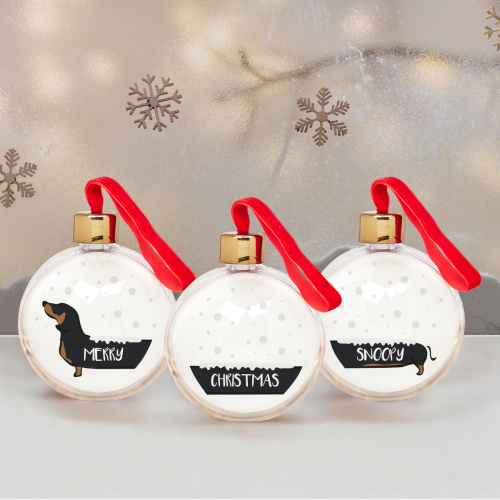 Dachshund Through The Snow Sausage Dog X3 Baubles