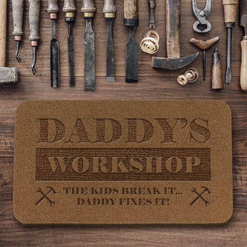 personalised Daddy's Workshop Outdoor Engraved Doormat