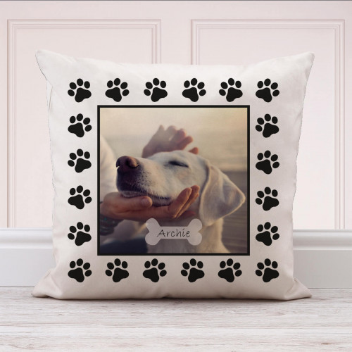 personalised Dog Paw Photo Cushion