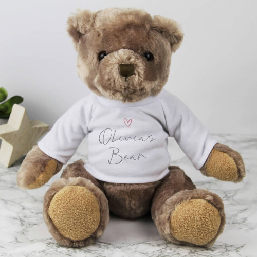 personalised Elegant Name Heart Cuddly Bear