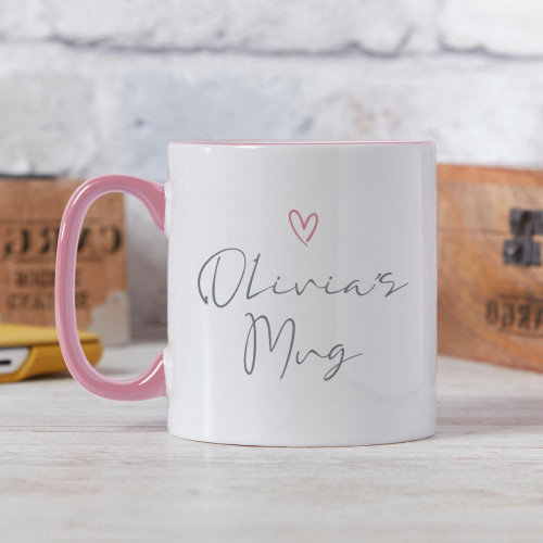 personalised Elegant Name Two Tone Mug Pink