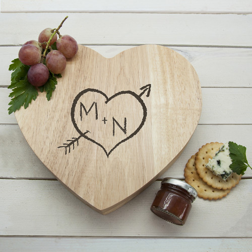 personalised Carved Heart Cheese Board