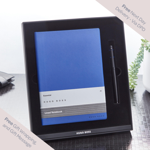 Essential Hugo Boss Lined Notebook Blue