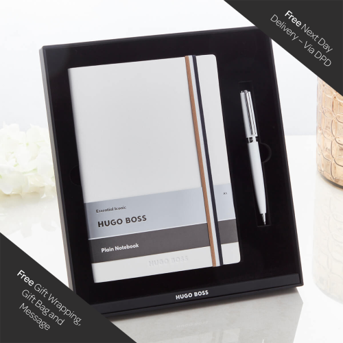 Essential Iconic Hugo Boss Notebook & White Pen Set