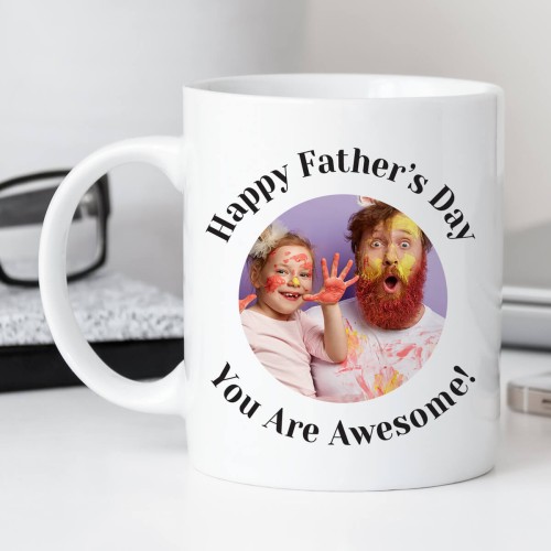 personalised Father's Day Round Photo Upload Mug