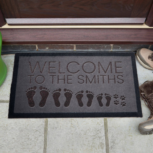 personalised footprint family doormat