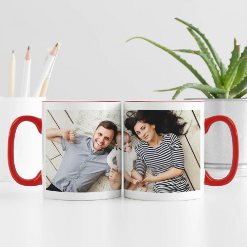 personalised Full Wrap Red Two Tone Photo Mug