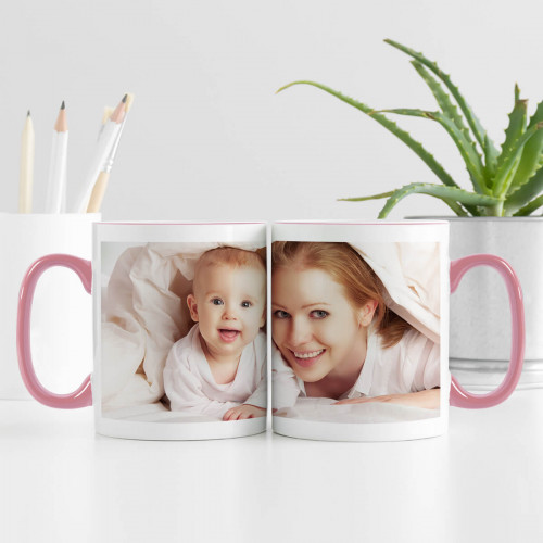 personalised Full Wrap Pink Two Tone Photo Mug
