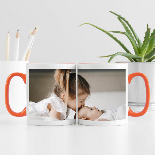 personalised Full Wrap Orange Two Tone Photo Mug
