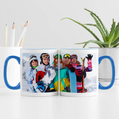 personalised Full Wrap Blue Two Tone Photo Mug