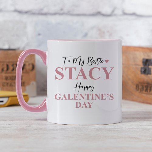 personalised Galentines Day Bestie Pink Mug