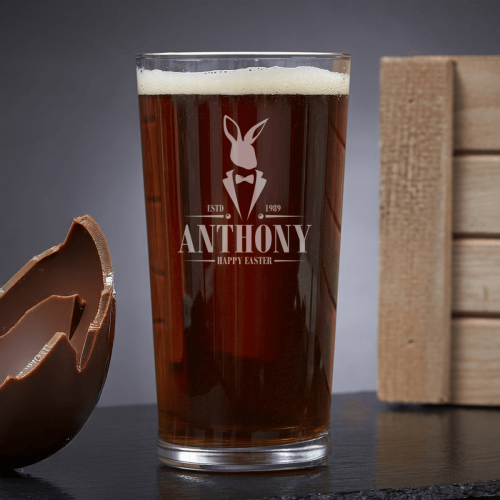 Gentleman Rabbit Happy Easter Pint Glass