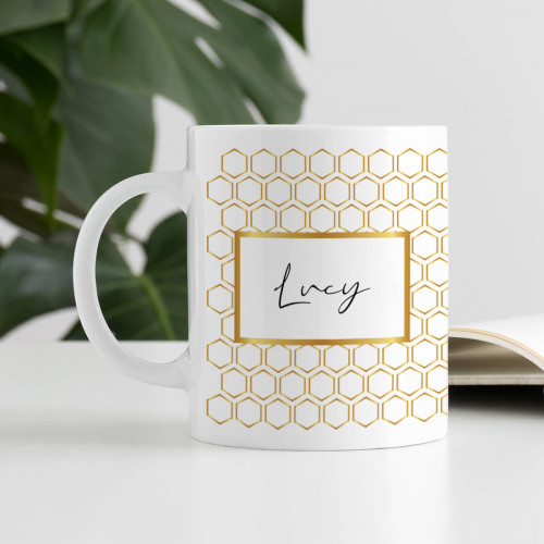 personalised Gold Honeycomb Durham Mug