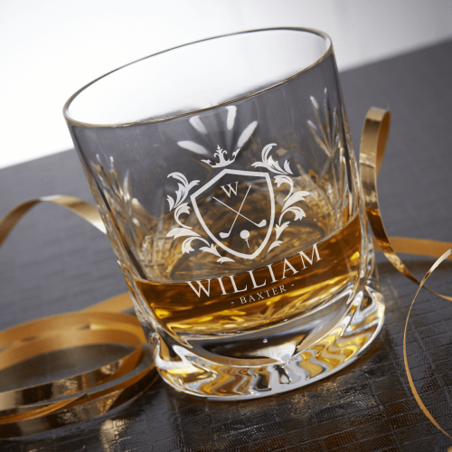  Golf Crest Crystal Whisky Tumbler