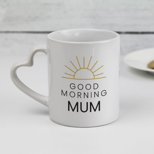 personalised Good Morning Sunshine Heart Handle Mug