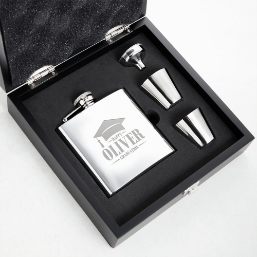 Graduation Cap 6oz Plain Hip Flask