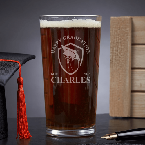 Graduation Crest Pint Glass