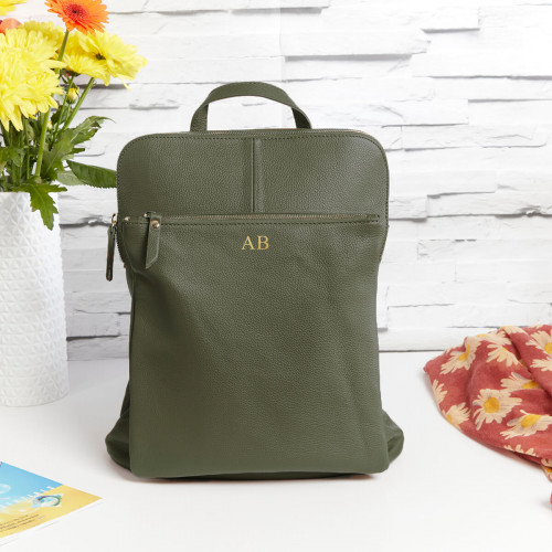 Leather Backpack Shoulder Bag Green