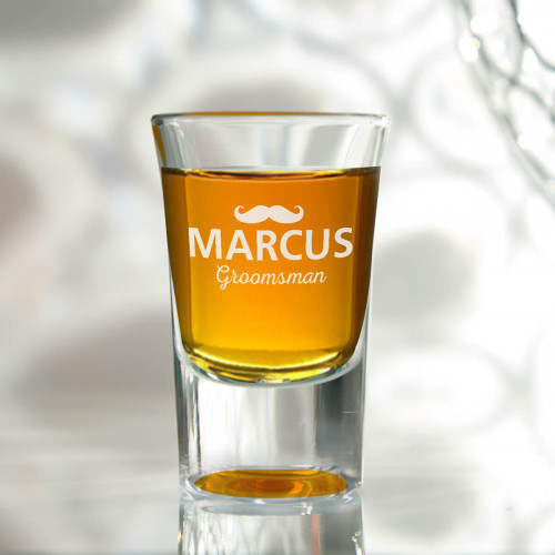 personalised Groomsman Moustache Conical Shot Glass