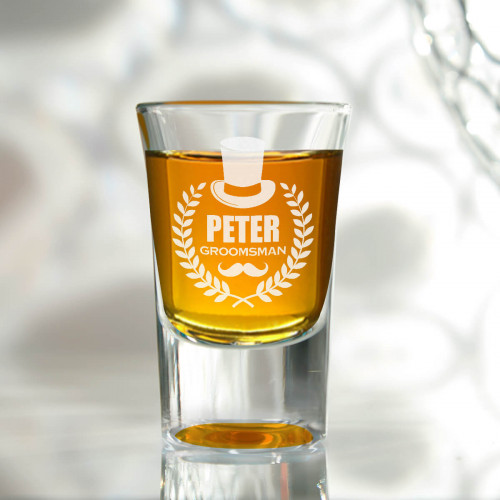 personalised Groomsman Wreath Conical Shot Glass