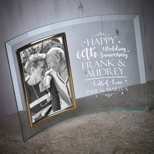 Personalised Bevelled Glass Crescent Frame for 6x4" Photo