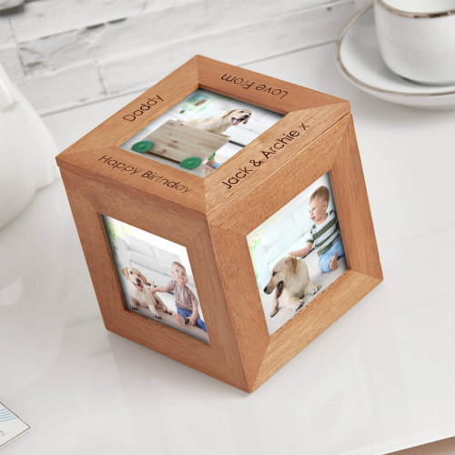 wooden photo cube, keepsake box