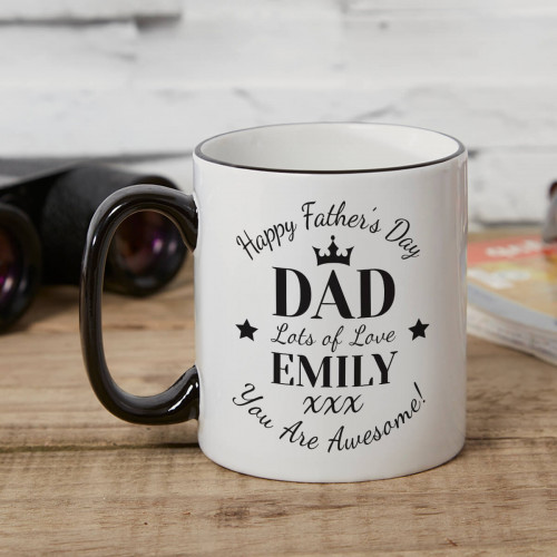 personalised Happy Father's Day Tone Mug Black