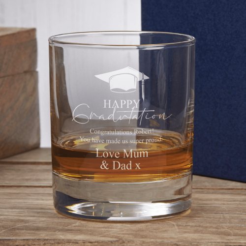 Happy Graduation 290ml Bar Line Old Fashioned Whisky Tumbler