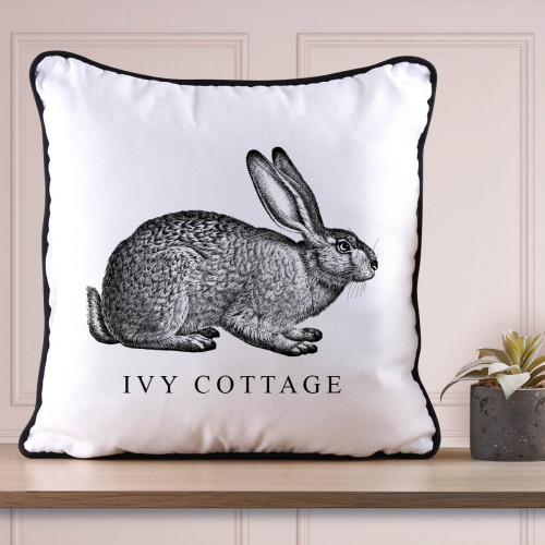 Personalised Hare Piped Cushion