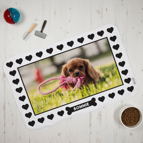 Dog Heart Print Pet Photo Blanket