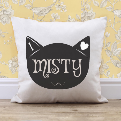 personalised I Heart My Cat Cotton Cushion