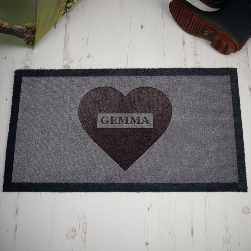 personalised heart name doormat