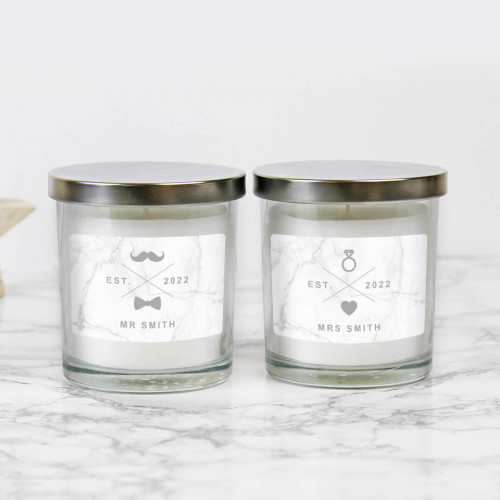 personalised His and Hers Marriage Candles