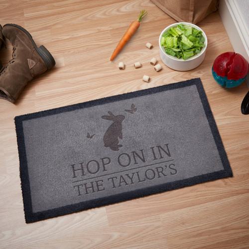personalised Hop on in Doormat
