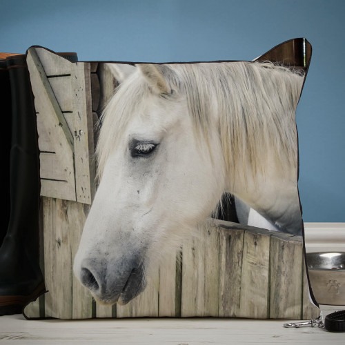 personalised Horse Piped Edge Photo Cushion