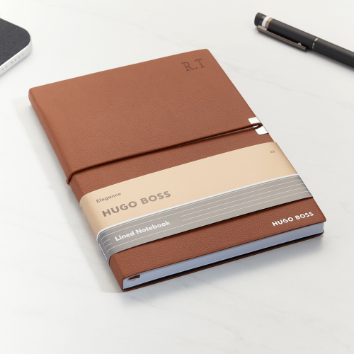 Hugo Boss A5 Elegance Camel Lined Notebook 