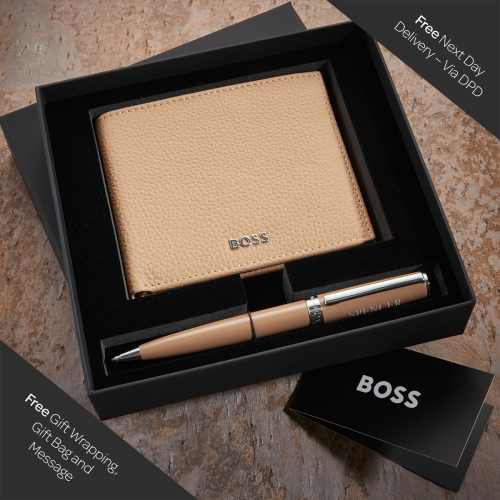 Hugo Boss Camel Ballpoint Pen & Wallet