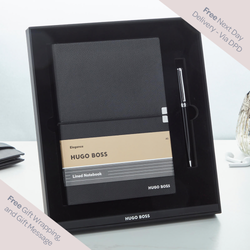 Hugo Boss Set (Ballpoint Pen & Black A5 Note Pad)