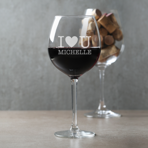 I Heart U Simple 480ml Allegro Wine Glass