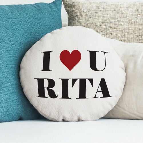 personalised i heart you round cushion