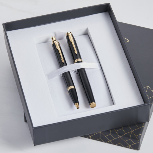 personalised Parker IM Duo Pen Gift Set - Solid Black